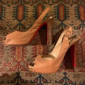 Christian Louboutin Slingback Peep-Toe Heels